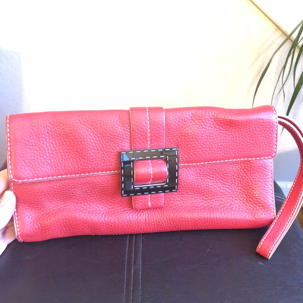 Adrienne Vittadini red leather clutch